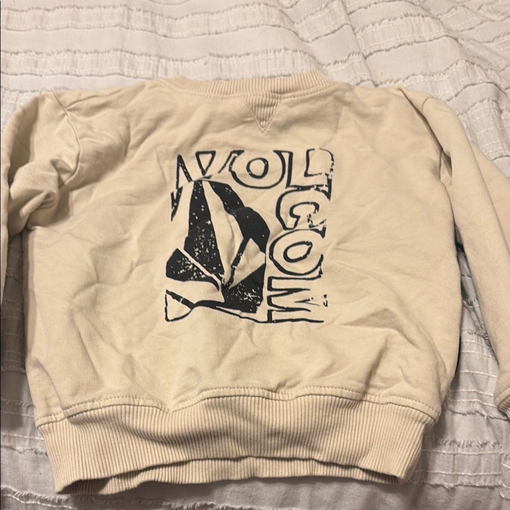 Volcom Cream Crew Neck Sweater with Graphic Design